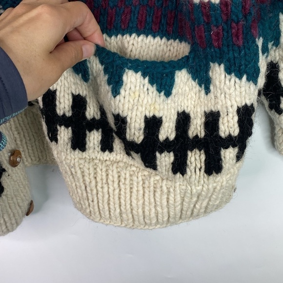 Sweaterman 100% Wool Ecuador Cardigan Sweater L/XL Hand Knit - Picture 4 of 9